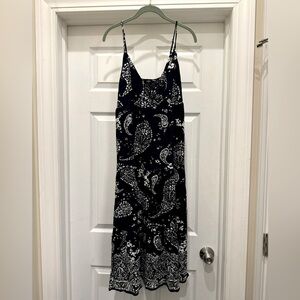 Aqua paisley navy-and-white sundress EUC